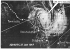 Cyclone Dinah, 1967: satellite photo on morning of 28 Jan